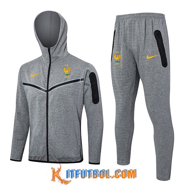 Chaqueta Con Capucha Chandal Rompevientos Francia Gris 2024/2025