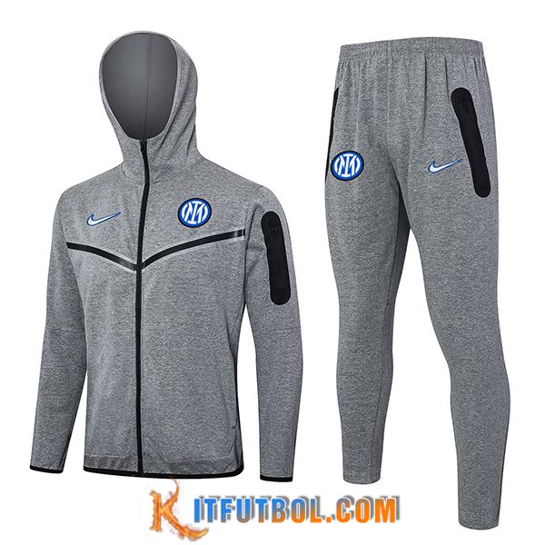 Chaqueta Con Capucha Chandal Rompevientos Inter Milan Gris 2024/2025