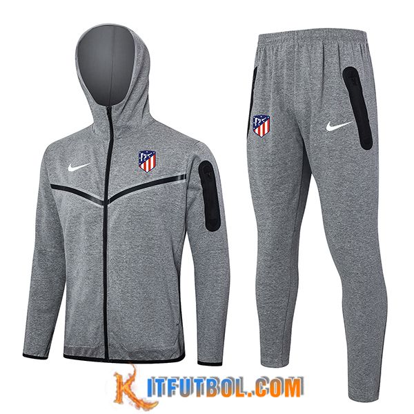 Chaqueta Con Capucha Chandal Rompevientos Atletico Madrid Gris 2024/2025
