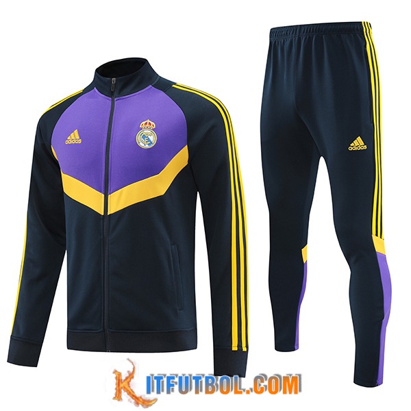 Chandal Equipos De Futbol Chaquetas Real Madrid Negro/Violeta/Amarillo 2024/2025