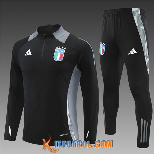 Chandal Equipos De Futbol Italia Ninos Negro/Gris 2024/2025