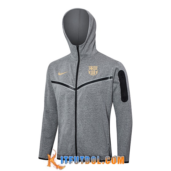 Chaqueta Con Capucha FC Barcelona Gris 2024/2025
