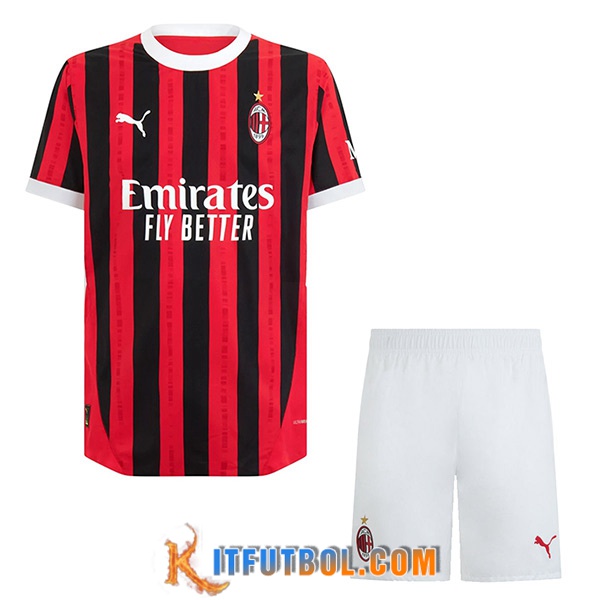 Nueva Camisetas De Futbol AC Milan Ninos Primera 2024/2025