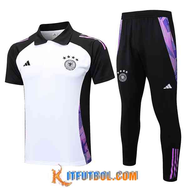 Camiseta Polo Alemania Blanco/Negro/Violeta 2024/2025