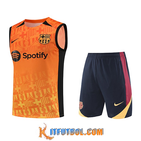 Camiseta Entrenamiento sin mangas FC Barcelona Naranja/Negro 2024/2025