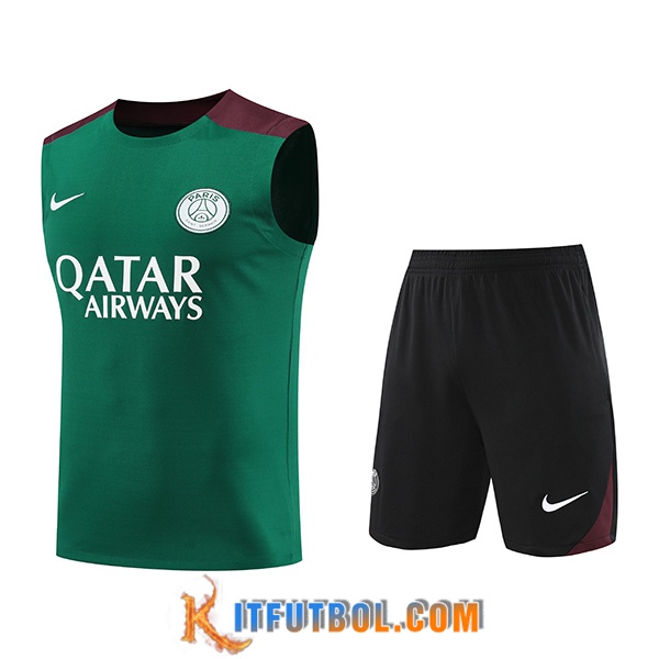 Camiseta Entrenamiento sin mangas PSG Verde/Rojo 2024/2025