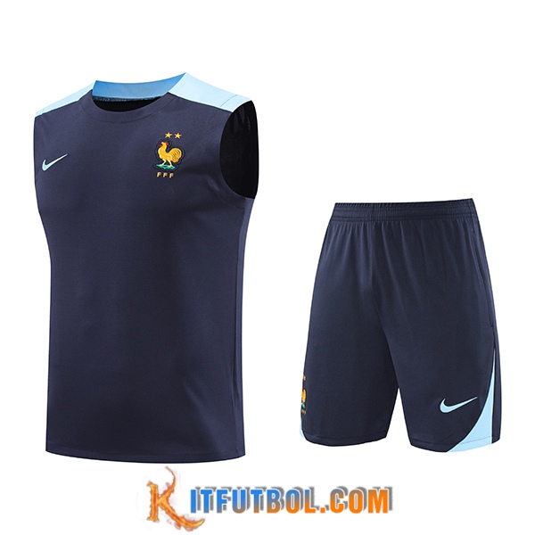 Camiseta Entrenamiento sin mangas Francia Azul Oscuro 2024/2025 -02