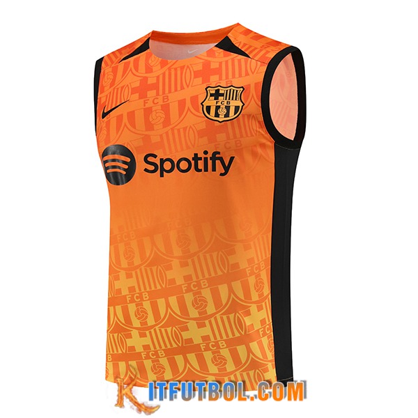 Chalecos De Futbol FC Barcelona Naranja/Negro 2024/2025
