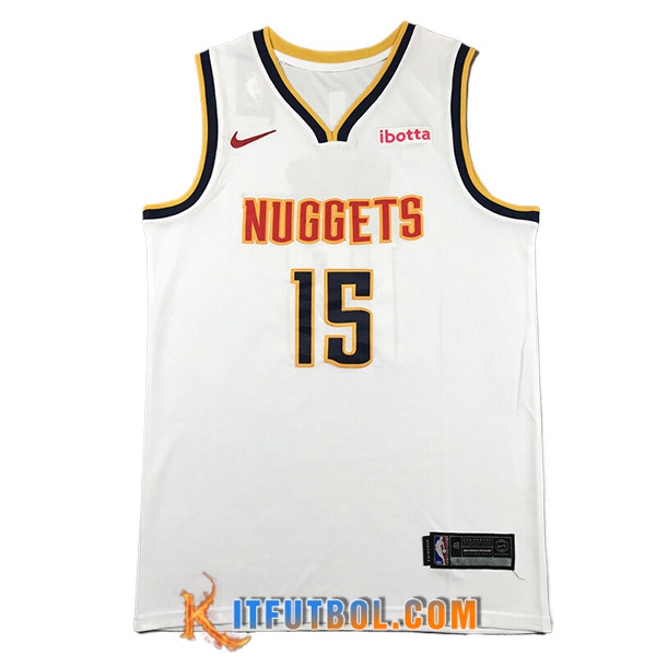 Camisetas Denver Nuggets (JOKIC #15) 2024/25 Blanco/Negro/Amarillo