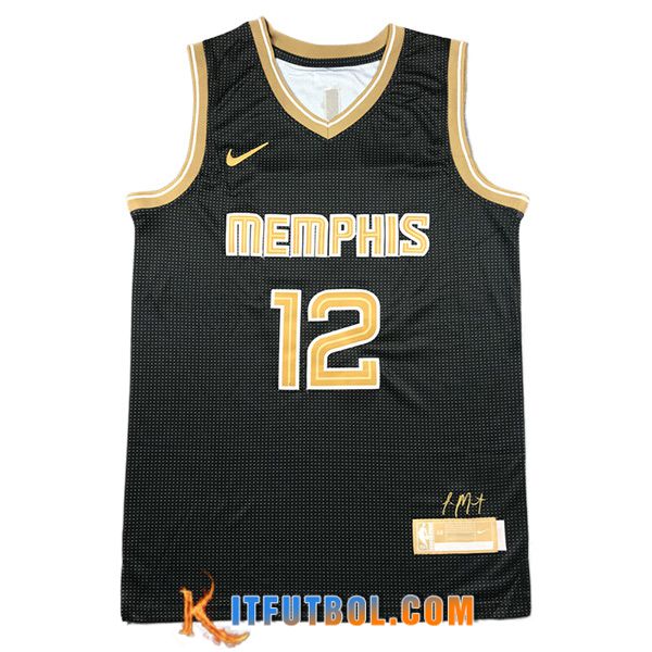 Camisetas Memphis Grizzlies (MORANT #12) 2024/25 Negro/Amarillo
