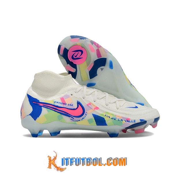 Nike Botas De Fútbol Phantom Luna Elite NU FG Blanco/Azul/Rosa -04