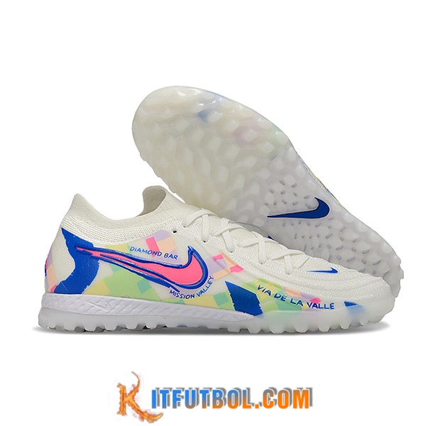 Nike Botas De Fútbol Phantom GX II EliteTF Blanco/Azul/Rosa -02