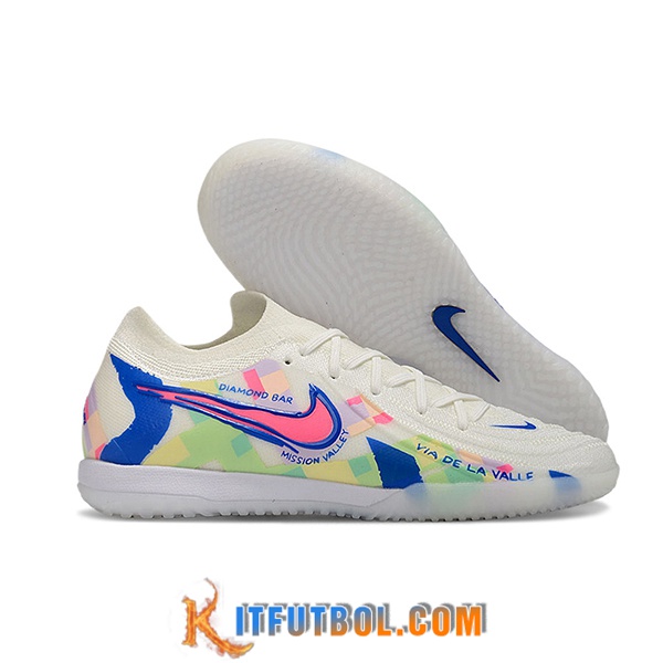 Nike Botas De Fútbol Phantom GX II Elite IC Blanco/Azul/Rosa -02