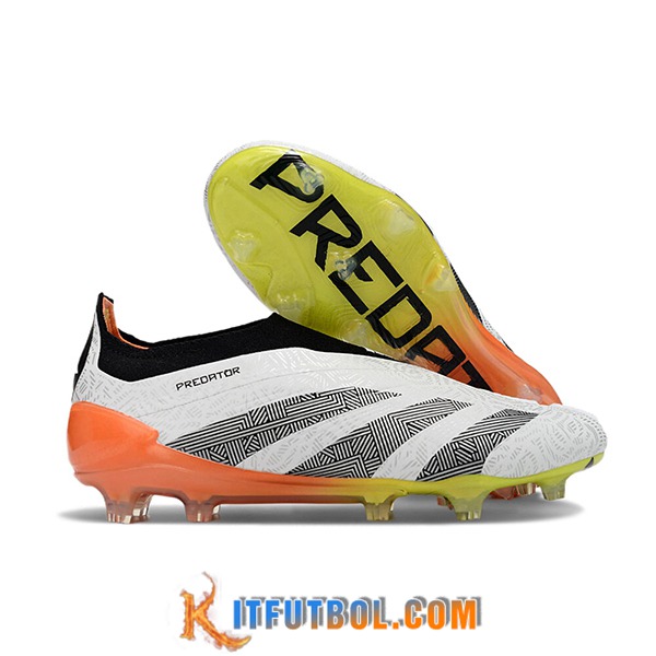 Adidas Botas De Fútbol PREDATOR ELITE LACELESS BOOTS FG Blanco/Gris/Naranja