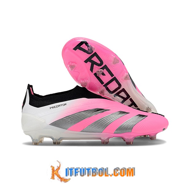 Adidas Botas De Fútbol PREDATOR ELITE LACELESS BOOTS FG Rosa/Gris/Blanco