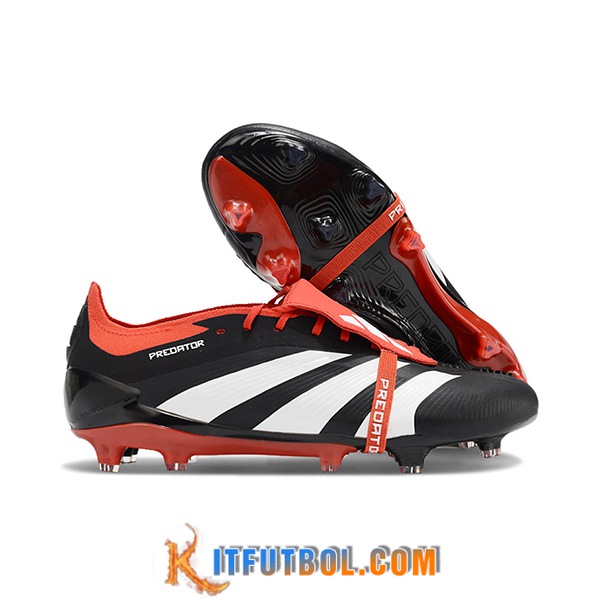 Adidas Botas De Fútbol Predator Elite Tongue FG Negro/Blanco/Rojo