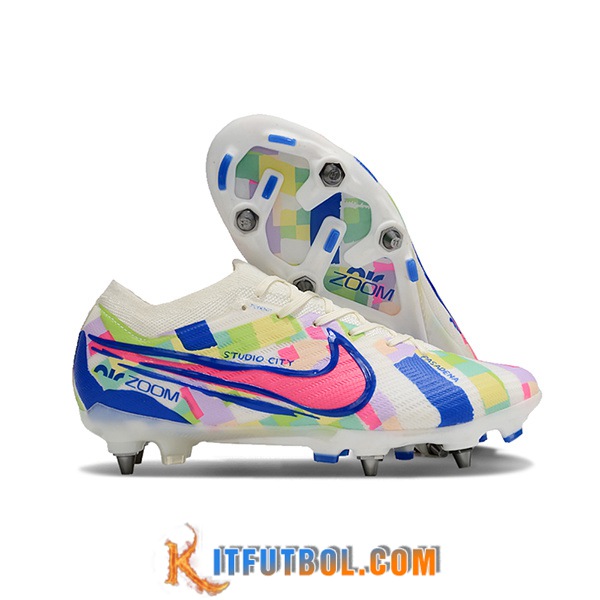 Nike Botas De Fútbol Air Zoom Mercurial Vapor XV Elite SG Blanco/Azul/Rosa