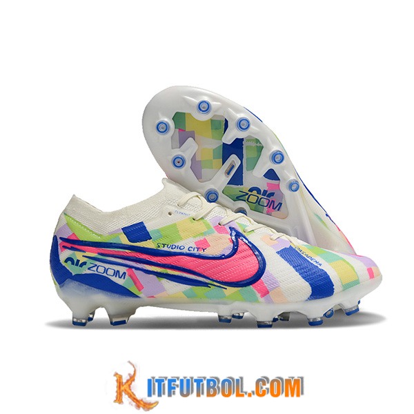 Nike Botas De Fútbol Air Zoom Mercurial Vapor XV Elite AG Blanco/Azul/Rosa