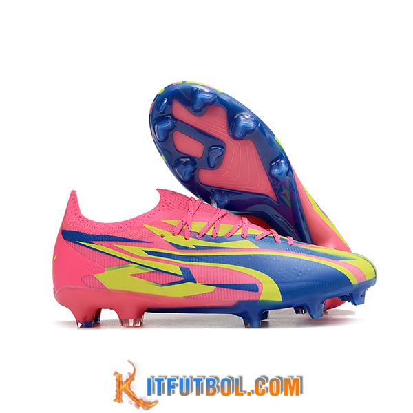 PUMA Botas De Fútbol Ultra Ultimate FG Rosa/Amarillo/Azul