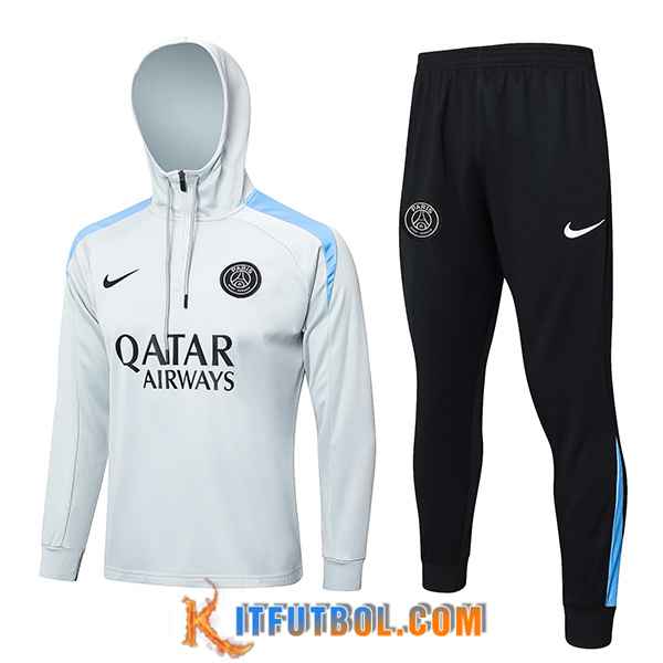 Chaqueta Con Capucha Chandal Rompevientos PSG Gris Claro 2024/2025