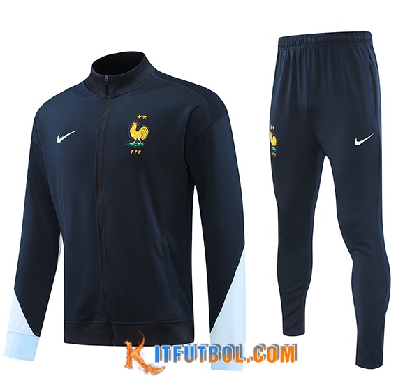 Chandal Equipos De Futbol Chaquetas Francia Negro/Azul 2024/2025