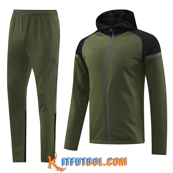 Chaqueta Con Capucha Chandal Rompevientos PUMA Verde/Negro 2024/2025