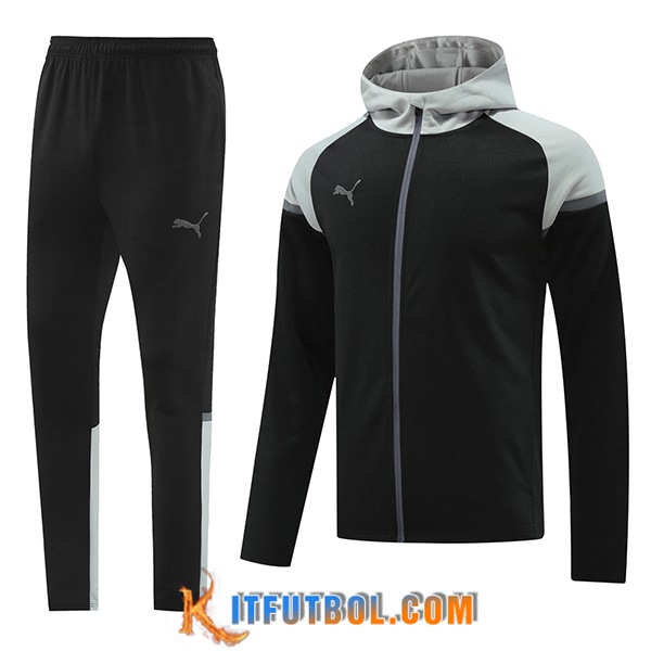 Chaqueta Con Capucha Chandal Rompevientos PUMA Negro/Gris 2024/2025