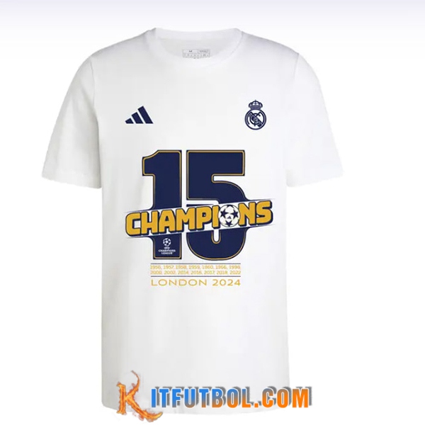 Camisetas De Futbol Real Madrid T-Shirt Champions 15 Blanco 2024/2025