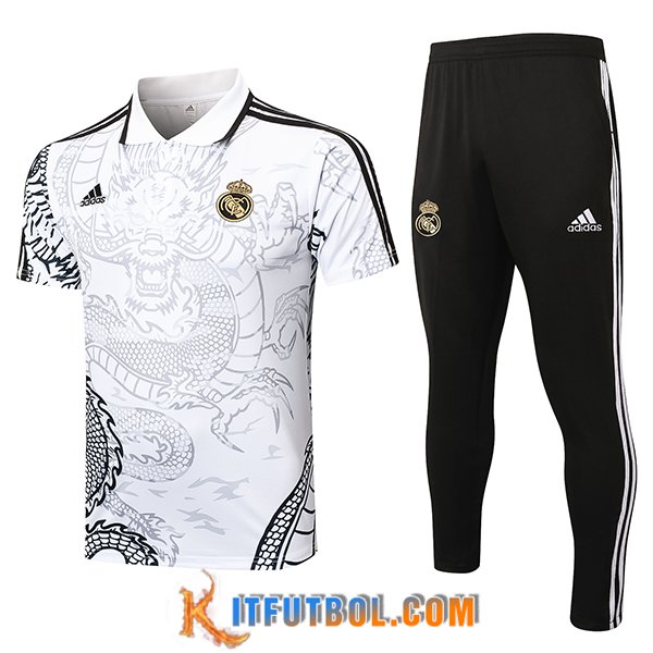 Camiseta Polo Real Madrid Blanco/Gris/Negro 2024/2025