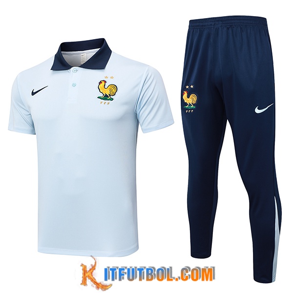 Camiseta Polo Francia Azul Claro 2024/2025