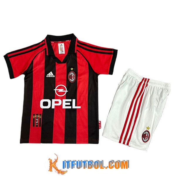 Camisetas De Futbol AC Milan Retro Ninos Primera 1998/1999
