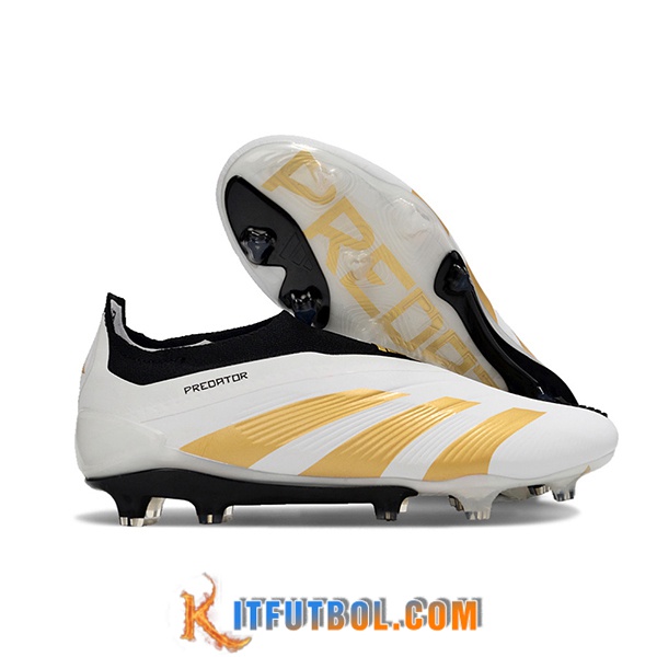 Adidas Botas De Fútbol PREDATOR ELITE LACELESS BOOTS FG Blanco/Amarillo/Negro