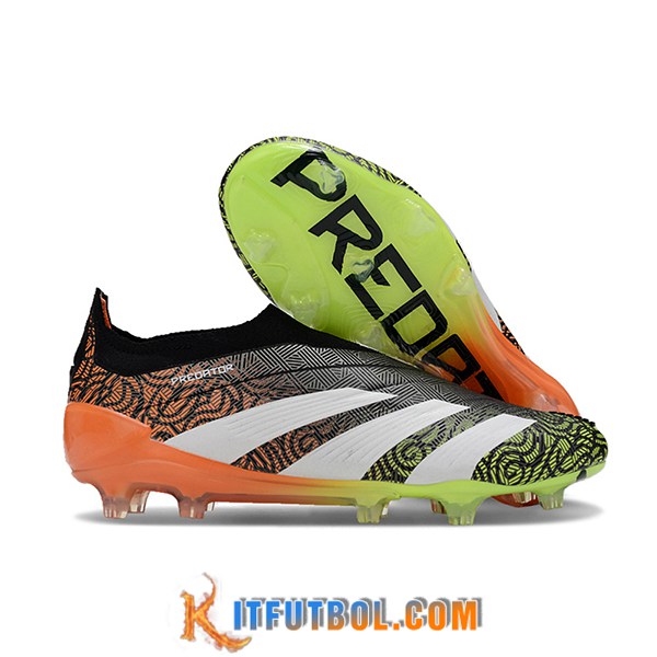 Adidas Botas De Fútbol PREDATOR ELITE LACELESS BOOTS FG Negro/Naranja/Blanco/Verde