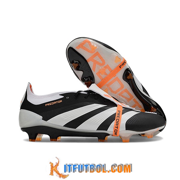 Adidas Botas De Fútbol Predator Elite Tongue FG Negro/Blanco/Naranja