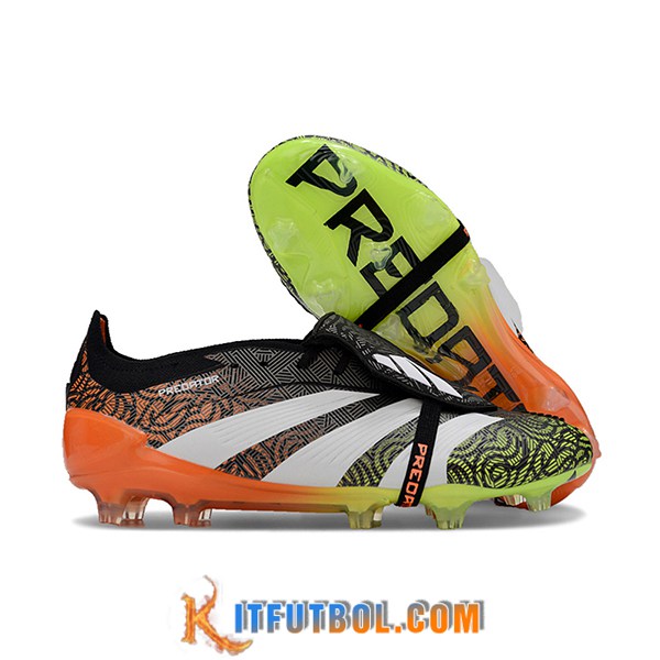 Adidas Botas De Fútbol Predator Elite Tongue FG Negro/Naranja/Blanco/Verde