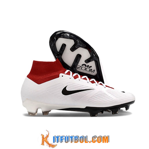 Nike Botas De Fútbol Air Zoom Mercurial Superfly IX Elite T90 FG Blanco/Rojo/Negro