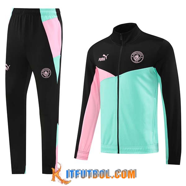 Chandal Equipos De Futbol Chaquetas Futbol Manchester City Negro/Rosa/Verde 2024/2025