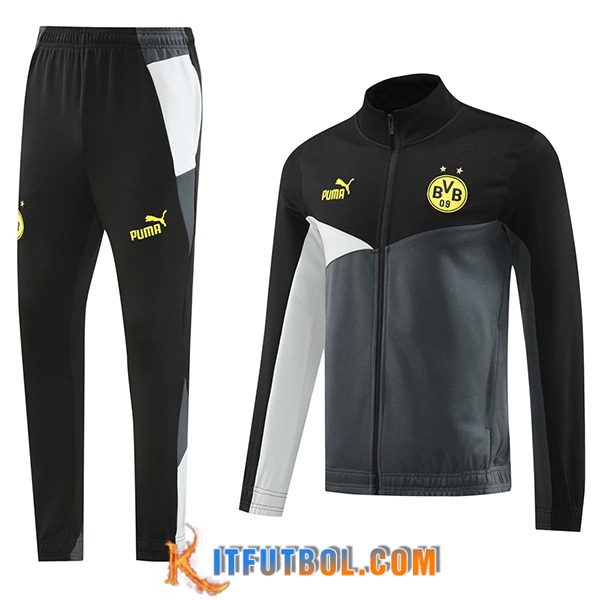 Chandal Equipos De Futbol Chaquetas Futbol Dortmund Negro/Gris/Blanco/Amarillo 2024/2025