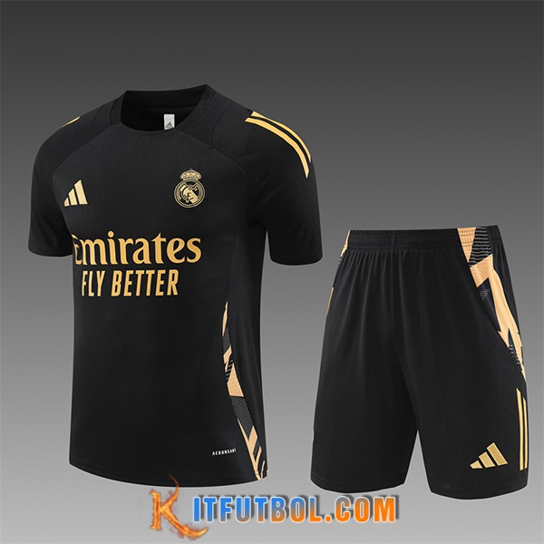 Camiseta Entrenamiento Real Madrid Ninos Negro/Amarillo 2024/2025