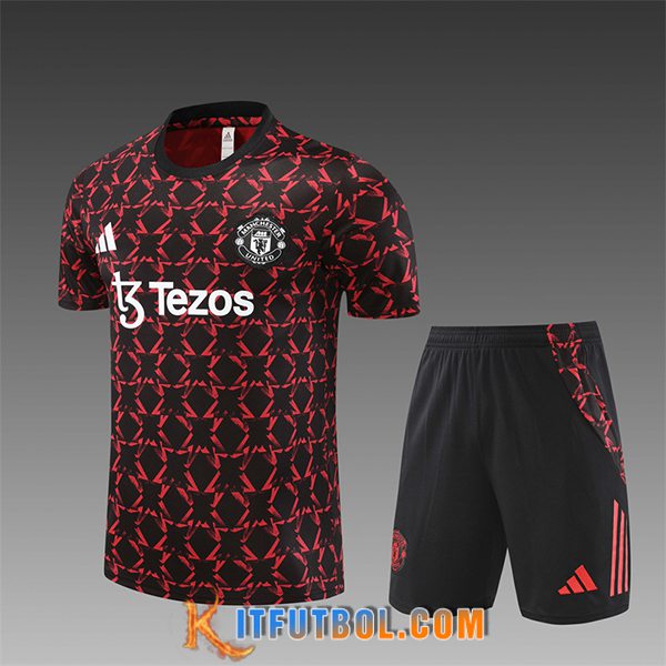 Camiseta Entrenamiento Manchester United Ninos Negro/Rojo 2024/2025