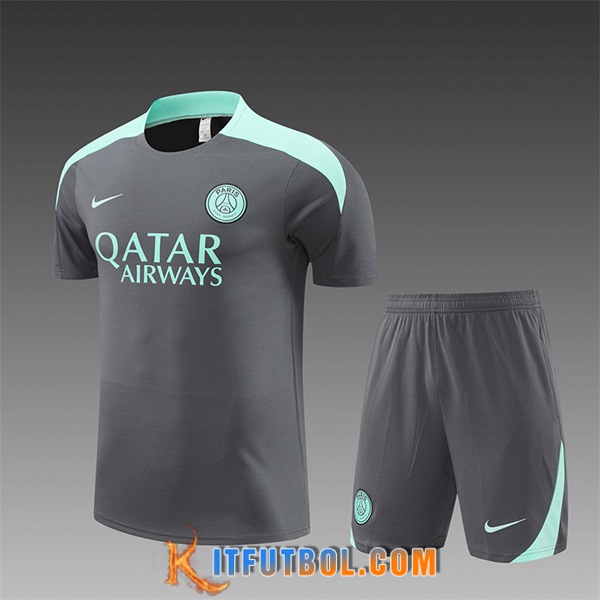 Camiseta Entrenamiento PSG Ninos Gris/Verde 2024/2025