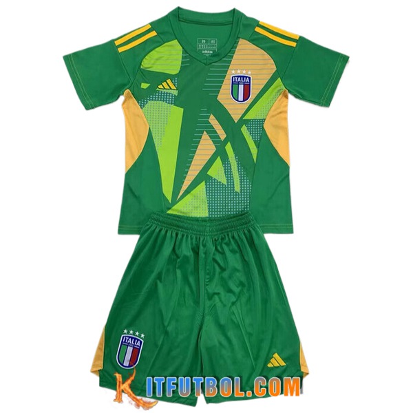 Camisetas De Futbol Italia Ninos Portero Verde 2024/2025