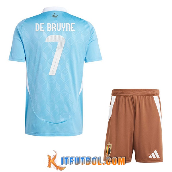 Camisetas De Futbol Bélgica (DE BRUYNE #7) Ninos Segunda UEFA Euro 2024