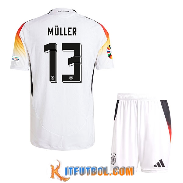 Camisetas De Futbol Alemania (MULLER #13) Ninos Primera UEFA Euro 2024