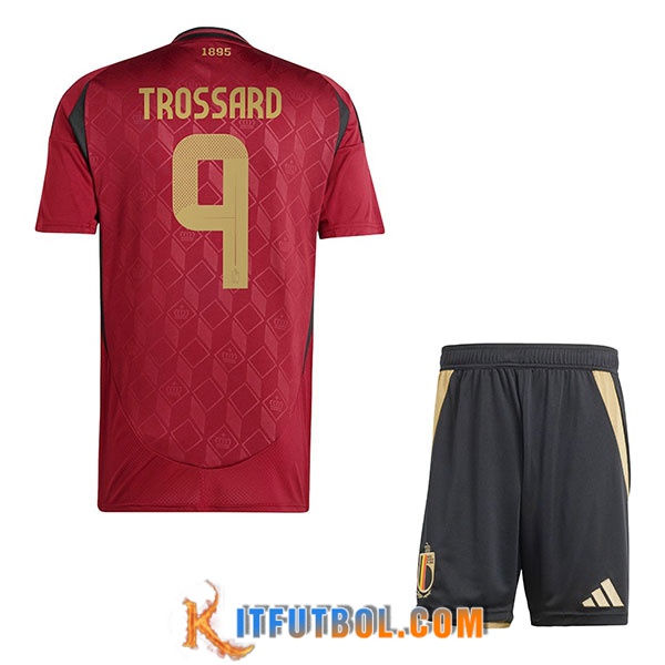 Camisetas De Futbol Bélgica (TROSSARD #9) Ninos Primera UEFA Euro 2024
