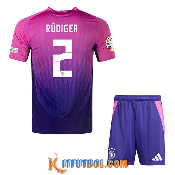 Camisetas De Futbol Alemania (RUDIGER #2) Ninos Segunda UEFA Euro 2024