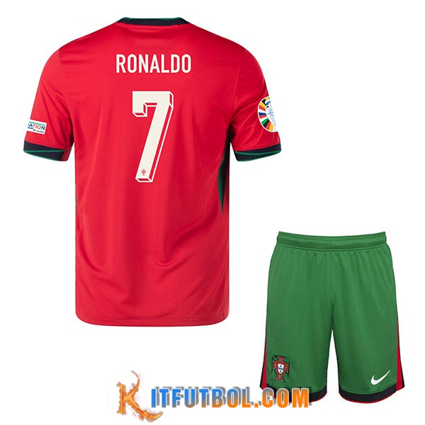 Camisetas De Futbol Portugal (RONALDO #7) Ninos Primera UEFA Euro 2024