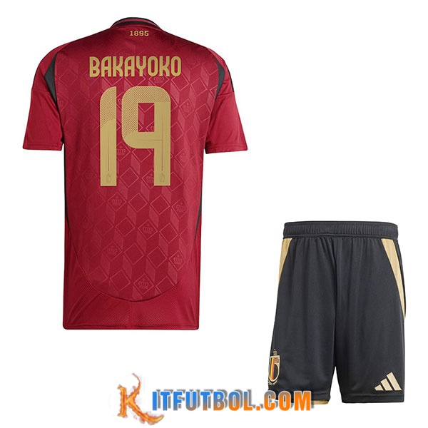 Camisetas De Futbol Bélgica (BAKAYOKO #19) Ninos Primera UEFA Euro 2024