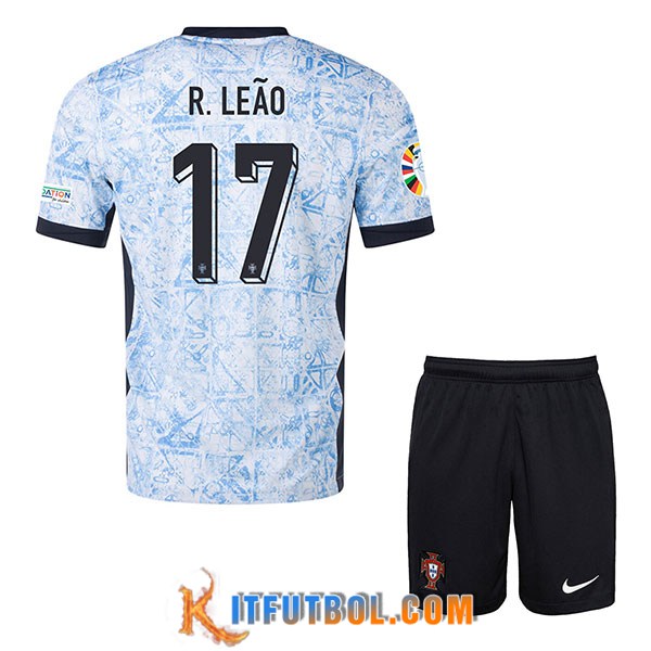 Camisetas De Futbol Portugal (R. LEAO #17) Ninos Segunda UEFA Euro 2024