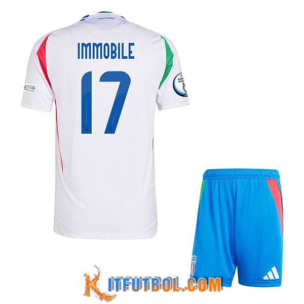 Camiseta Equipo Nacional Italia (IMMOBILE #17) Ninos 2024/2025 Segunda